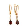 Серьги из золочёного серебра с натуральным гранатом и фианитами