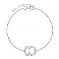 Браслет из серебра с фианитами родированный - Мишка