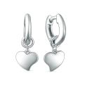 Серьги-трансформеры из родированного серебра со съёмными нижними частями - Сердечки (2 в 1)