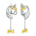 Серьги детские из серебра с позолотой родированные - Единороги