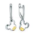 Серьги детские из серебра с лимонной позолотой родированные - Мышки