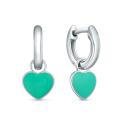 Серьги из серебра с эмалью родированные - Сердца (2 в 1)