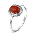 Кольцо из серебра с красныйм агатом родированное