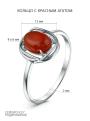 Кольцо из серебра с красныйм агатом родированное