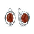 Серьги из серебра с красным агатом родированные