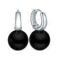 Серьги из серебра с чёрным агатом родированные