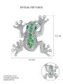 Брошь из серебра с фианитами родированная - Лягушка
