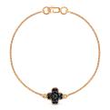 Браслет из золочёного серебра с чёрными фианитами и родированием - Клевер, четырёхлистник