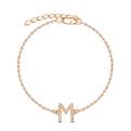 Браслет женский из золочёного серебра с фианитами - буква 