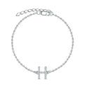 Браслет женский из серебра с фианитами родированный - буква 
