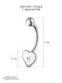 Пирсинг из серебра с фианитом родированный - Сердце