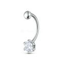 Пирсинг из серебра с фианитом родированный
