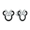 Серьги-пусеты из серебра с натуральной шпинелью родированные - Мышки с бантиками