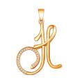 Подвеска из золочёного серебра с фианитами - буква 