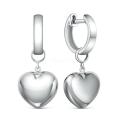 Серьги из серебра родированные - Сердца (2в1)