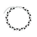 Браслет из серебра с чёрной шпинелью родированный