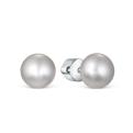 Серьги-пусеты из серебра с культивированным серым жемчугом родированные