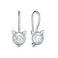 Серьги детские из серебра с фианитами родированные - Кошки