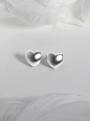 Серьги-пусеты из серебра родированные - Сердца