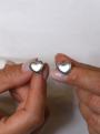 Серьги-пусеты из серебра родированные - Сердца