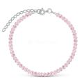 Браслет из серебра с плавленым кварцем розового цвета родированный