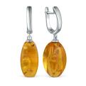 Серьги из серебра с жёлтым янтарём родированные