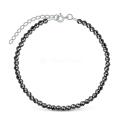 Браслет из серебра с бусинами серого гематита родированный