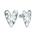 Серьги-пусеты из серебра родированные - Сердца