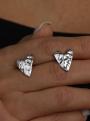 Серьги-пусеты из серебра родированные - Сердца