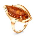 Кольцо из золочёного серебра с коньячным янтарём