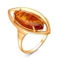 Кольцо из золочёного серебра с коньячным янтарём