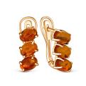 Серьги из золочёного серебра с коньячным янтарём