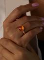 Кольцо из золочёного серебра с коньячным янтарём