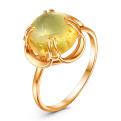 Кольцо из золочёного серебра с жёлтым янтарём