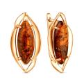 Серьги из золочёного серебра с коньячным янтарём
