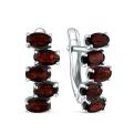 Серьги из серебра с гранатом родированные