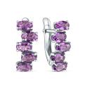 Серьги из серебра с аметистом родированные
