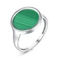 Кольцо из серебра с малахитом родированное