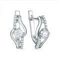Серьги из серебра с фианитами родированные