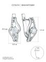 Серьги из серебра с фианитами родированные