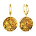 Серьги из золочёного серебра с янтарём