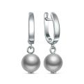 Серьги из серебра с культивированным серым жемчугом родированные