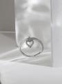 Кольцо с сердцем из серебра с фианитами родированное 