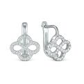 Серьги из серебра с фианитами родированные