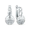 Серьги из серебра с фианитами родированные