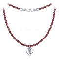 Колье из серебра с гранатом родированное - Сердце замок