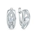 Серьги из серебра с фианитами родированные