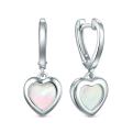 Серьги сердца из серебра с перламутром родированные