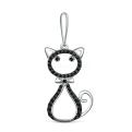 Подвеска из серебра с чёрными фианитами родированная - Кошка