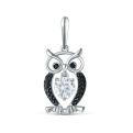 Подвеска из серебра с фианитами родированная - Сова (подвижный фианит)